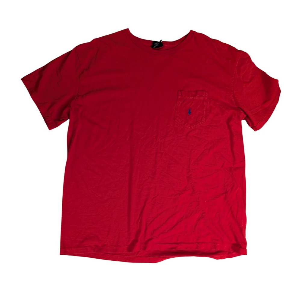 Vintage‎ Polo Ralph Lauren Men's Red Pocket T-Shirt Single Stitch Pony Logo-L
